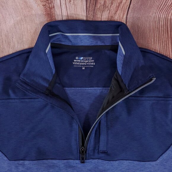 Vineyard Vines Mens Size Medium On The Go Shep Shirt 1/4 Zip Performance Blue - Picture 6 of 14